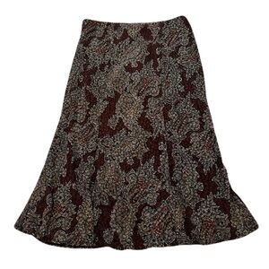 Notations Paisley Midi Skirt in Brown and Cream